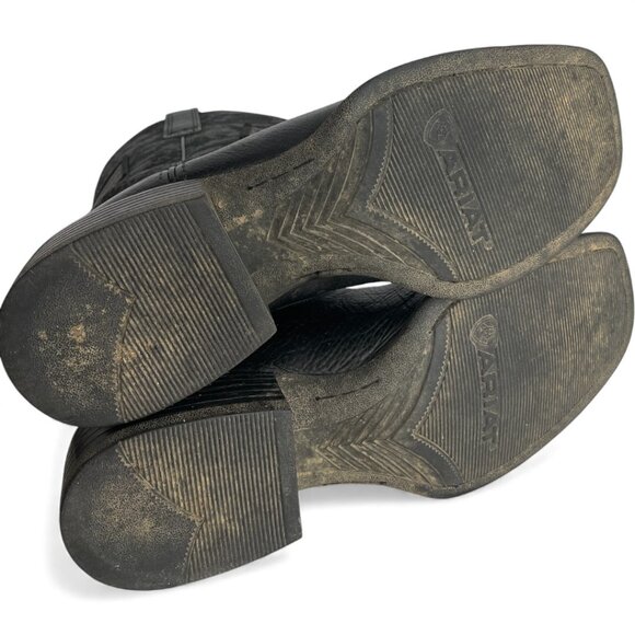 Ariat Leather Western Cowboy Camo US Flag Black Boots Men's 10.5 - Picture 9 of 12